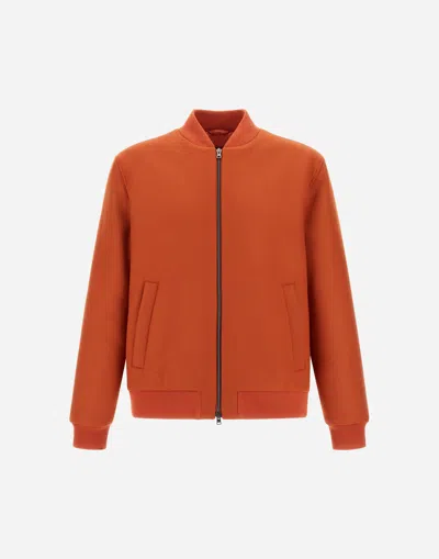 Herno Bomber Jacket In Easy Wool In Orange