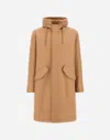 Herno Long Parka In Easy Wool In Brown