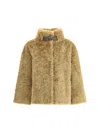 Herno Cape In Curly Alternative Fur In Brown