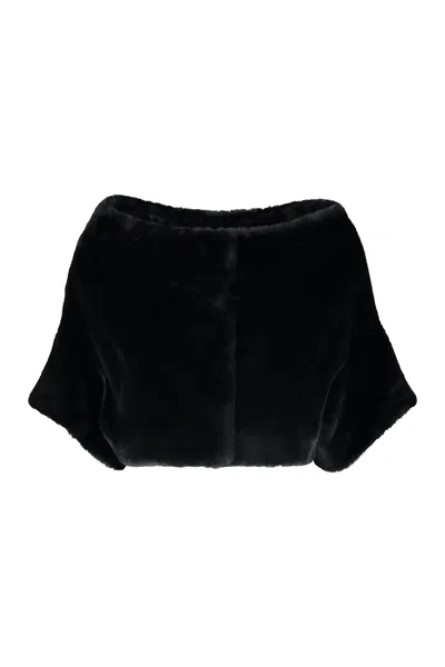 Herno Eco-fur Cloak In Black