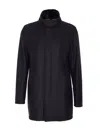 Herno Antracite Coat With Zip And Buttons Closure