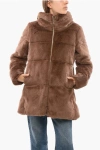 Herno Eco-fur Coat With Quilted Lining In Brown