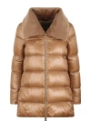 Herno Faux Fur Collar A Line Down Puffer Coat In Brown