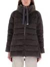 Herno Eco Fur Down Jacket In Brown