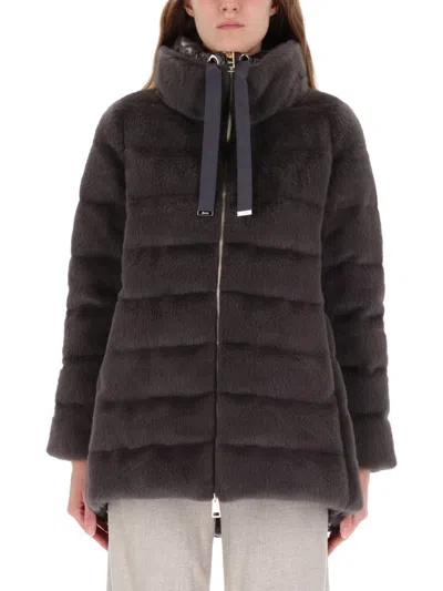 Herno Eco Fur Down Jacket In Brown