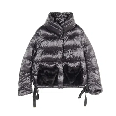 Herno Eco Fur Down Jacket Nylon Switching In Black