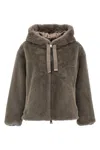 Herno Eco Fur Hooded In Grey