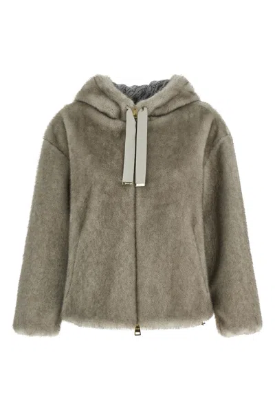 Herno Eco Fur Hooded In Gray