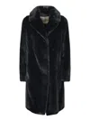 Herno Eco-fur Mid Coat In Black