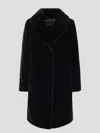 Herno Black Soft Fur Coat In Black