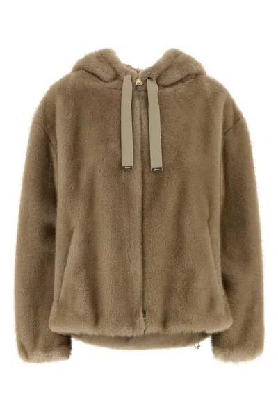 Herno Eco Fur Outerwear For Women In Beige O Tan