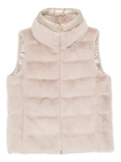 Herno Padded Quilted Sleeveless Gilet With High Collar In Pink