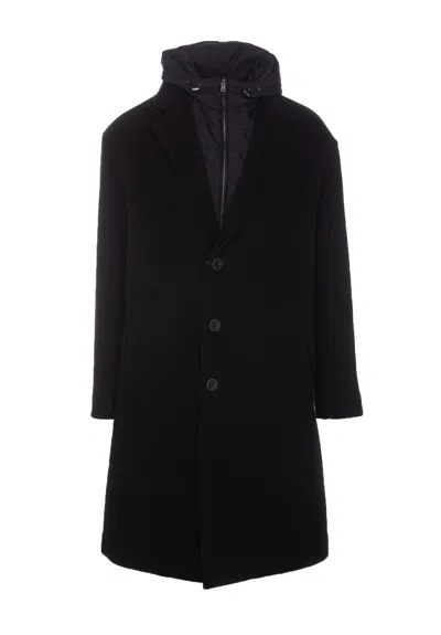 Herno Ecoage And New Velour Coat In Black