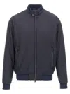 Herno High Collar Bomber Jacket With Side Pockets In Blue