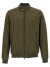 Herno Ribbed Bomber Jacket With Side Pockets In Green