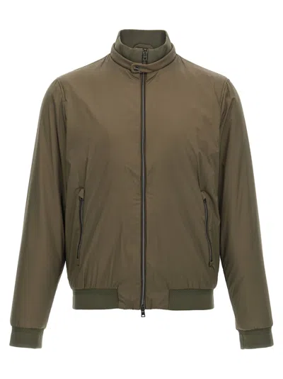 Herno High Collar Bomber Jacket With Side Pockets In Brown