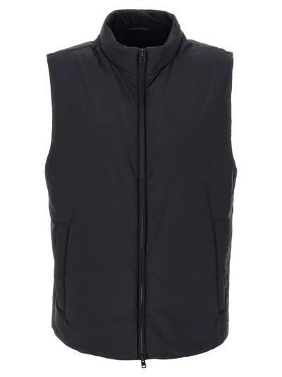 Herno Sleeveless High Collar Vest With Side Pockets In Black
