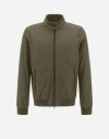 Herno Ecoage Bomber Jacket With Band Collar In Green/beige