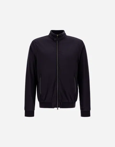 Herno Ecoage High-collar Bomber Jacket In Blu Navy