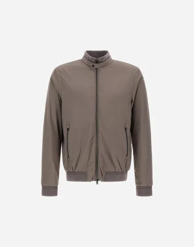 Herno Ecoage High-collar Bomber Jacket In Dove Grey