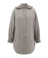 Herno Longline Hooded Jacket Adjustable Drawstring In Gray