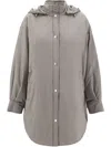 Herno Longline Hooded Jacket Adjustable Drawstring In Gray