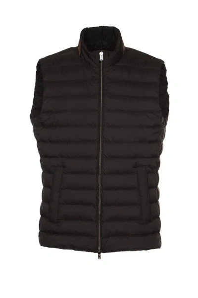 Herno Woven Padded Vest In Black