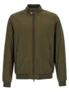 Herno Ribbed Bomber Jacket With Side Pockets In Green