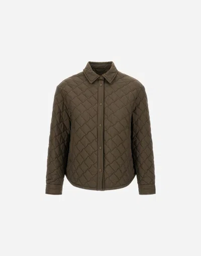 Herno Quilted Ecoage Waterproof Shacket In Green