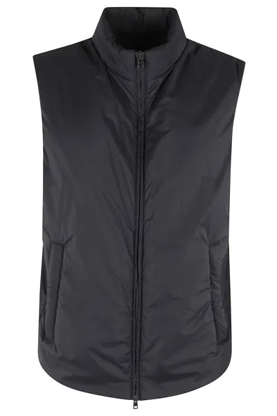 Herno High-collar Microfibre Gilet With Zip Closure In Black