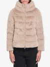 Herno Faux Fur Down Jacket With High Collar In Neutral
