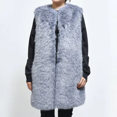 Herno Eco-fur Long Vest In Blue