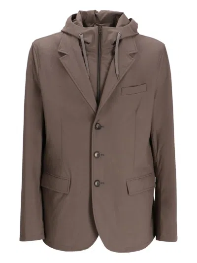 Herno Resort Blazer In Nylon Comfort Stretch In Brown