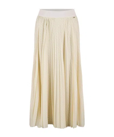 Herno Elastic Waist Midi Skirt In Gold
