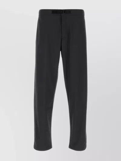 Herno Elastic Waistband Lightweight Straight Leg Pant In Black