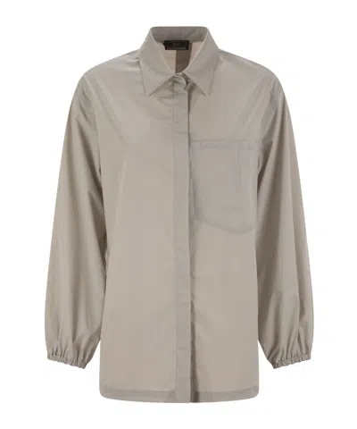 Herno Elasticated Cuff Textured Shirt In Gray