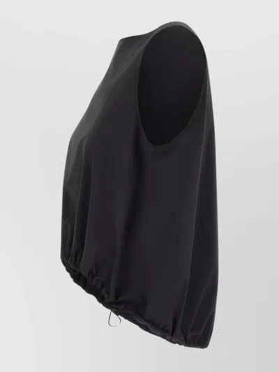 Herno Elasticated Hem Blouse With Adjustable Drawstring In Black