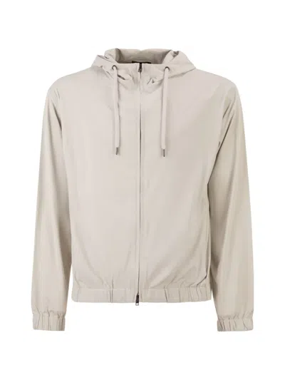 Herno Elasticated-waist Hooded Jacket In Neutral