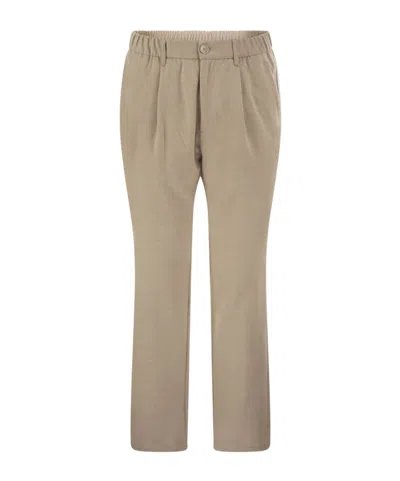 Herno Elasticated Waist Straight-leg Trousers In Nude