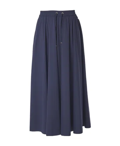 Herno Elasticated Waistband Flared Skirt In Blue
