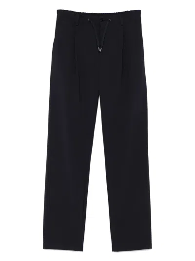 Herno Kids' Elasticated-waistband Straight-leg Trousers In Blue
