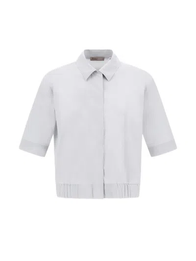 Herno Elasticated-hem Cotton Shirt In White