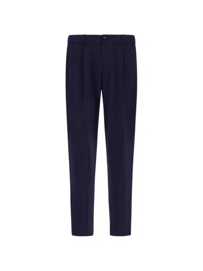 Herno Elasticated-waist Bi-stretch Wool Trousers In Blue