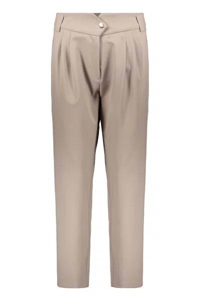 Herno Elegant Beige Trousers With High Waist In Blue