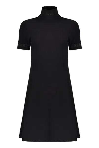 Herno Elegant Black Dress With High Collar
