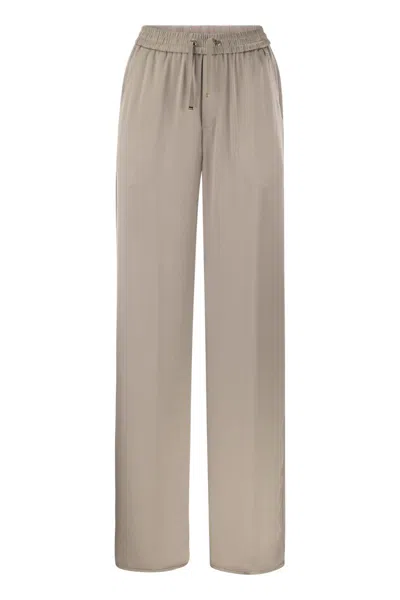 HERNO ELEGANT CREAM SATIN TROUSERS