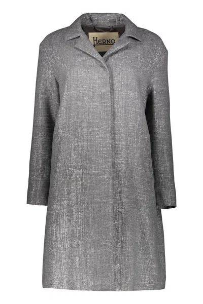 Herno Elegant Gray Coat With Lurex Yarn