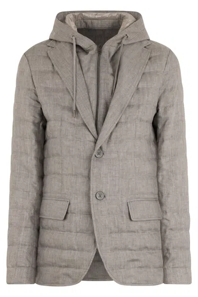 Herno Elegant Mud-colored Jacket With Hood, Refined Style In Gray