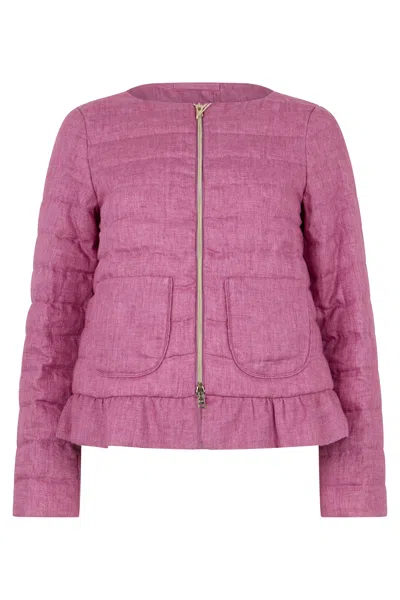 Herno Elegant Padded Jacket With Frill In Pink