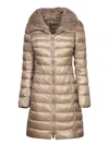 Herno Elisa Long Ecofur Taupejacket In Brown